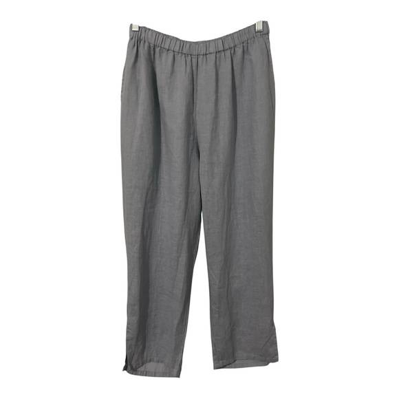 Flax Pants Women’s Medium Blue Linen Pull On Boho Lagenlook - Picture 1 of 14